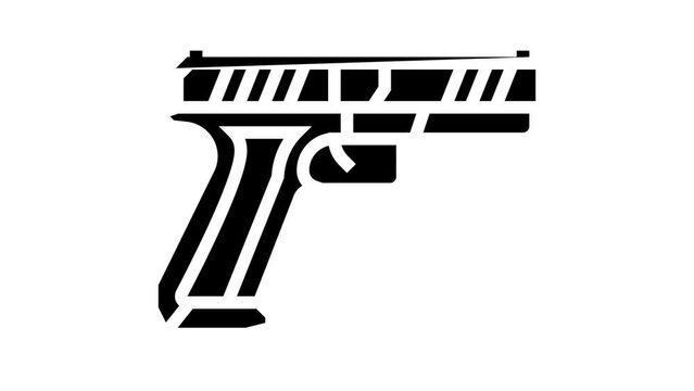 centerfire pistol line icon animation