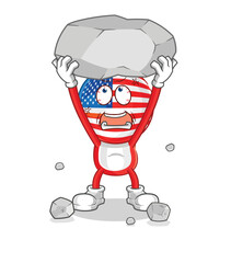 america lifting rock cartoon character vector