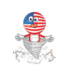 america in the tornado cartoon character vector