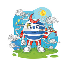 uruguay samurai cartoon. cartoon mascot vector