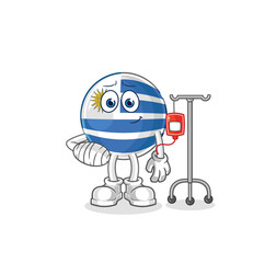 uruguay sick in IV illustration. character vector