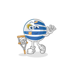 uruguay sick with limping stick. cartoon mascot vector