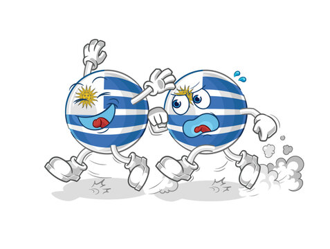 uruguay play chase cartoon. cartoon mascot vector