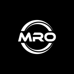 MRO letter logo design with black background in illustrator, vector logo modern alphabet font overlap style. calligraphy designs for logo, Poster, Invitation, etc. - obrazy, fototapety, plakaty