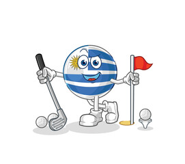 uruguay playing golf vector. cartoon character
