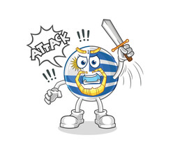 uruguay knights attack with sword. cartoon mascot vector