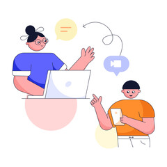 Modern flat illustration of online meeting 
