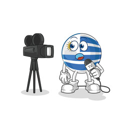 uruguay tv reporter cartoon. cartoon mascot vector