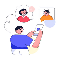 Modern flat illustration of online meeting 