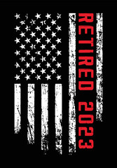 Retired 2023 With USA Flag Logo Design
