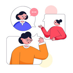 Modern flat illustration of online meeting 
