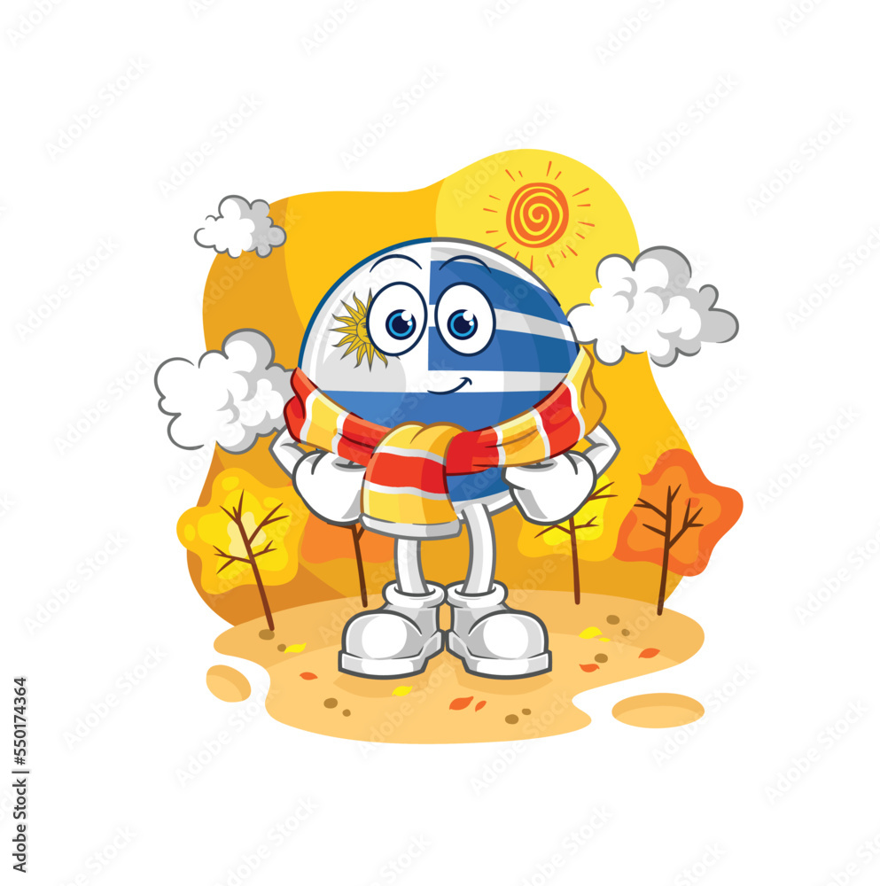 Poster uruguay in the autumn. cartoon mascot vector