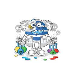 uruguay mad scientist illustration. character vector