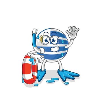 uruguay swimmer with buoy mascot. cartoon vector