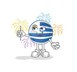 uruguay with fireworks mascot. cartoon vector