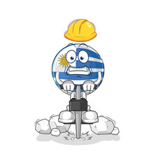 uruguay drill the ground cartoon character vector