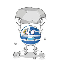 uruguay lifting rock cartoon character vector