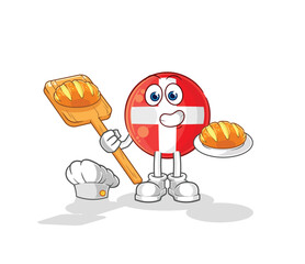 swiss baker with bread. cartoon mascot vector