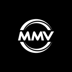 MMV letter logo design with black background in illustrator, vector logo modern alphabet font overlap style. calligraphy designs for logo, Poster, Invitation, etc.