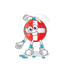 swiss stretching character. cartoon mascot vector
