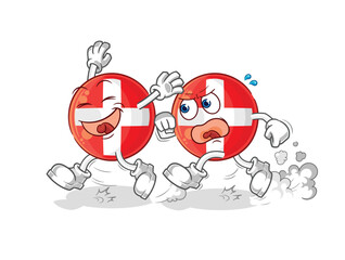 Obraz premium swiss play chase cartoon. cartoon mascot vector