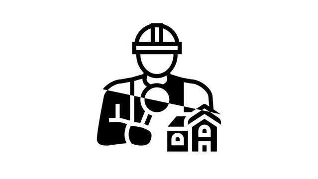 home inspector line icon animation