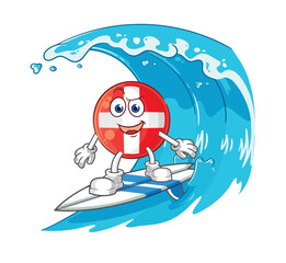 swiss surfing character. cartoon mascot vector