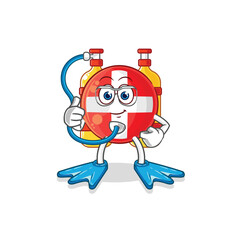 Naklejka premium swiss diver cartoon. cartoon mascot vector
