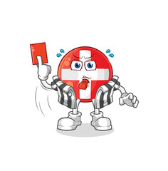 swiss referee with red card illustration. character vector