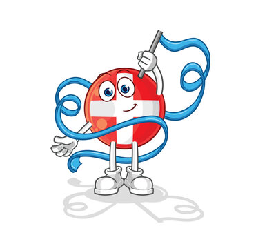 swiss Rhythmic Gymnastics mascot. cartoon vector