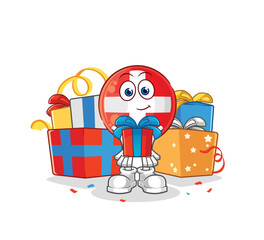 swiss give gifts mascot. cartoon vector