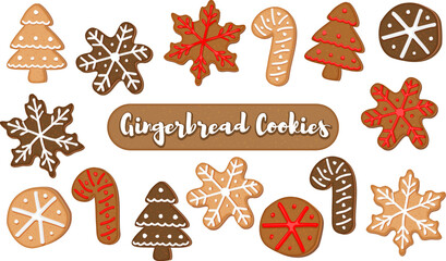 Gingerbread Cookies with Frosting, Vector, Elegant Christmas Cookies, Gingerbread Cookies