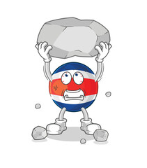 costa rica lifting rock cartoon character vector