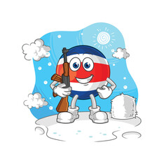 costa rica soldier in winter. character mascot vector