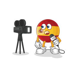 spain tv reporter cartoon. cartoon mascot vector