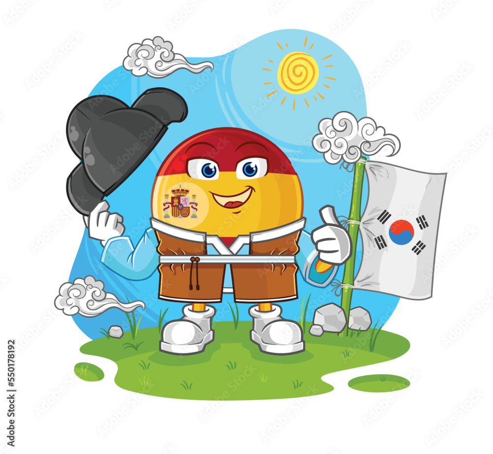 Sticker spain korean culture vector. cartoon character