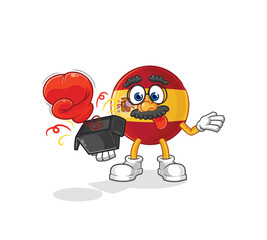 spain prank glove in the box. cartoon mascot