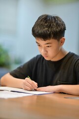勉強する小学５年生の男の子
