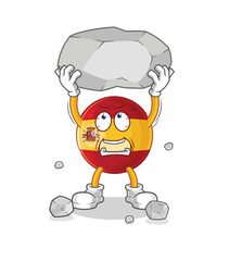 spain lifting rock cartoon character vector