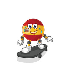 spain riding skateboard cartoon character vector