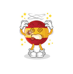 spain dizzy head mascot. cartoon vector