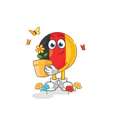 Obraz premium belgium with a flower pot. character vector