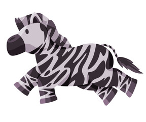 Running zebra horse african animal with stripe cute adorable cartoon doll style illustration