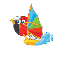 Naklejka premium belgium windsurfing character. mascot vector