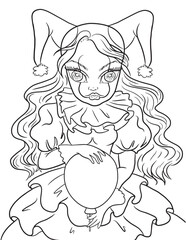 Girl in a dress coloring page