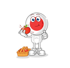 japan eating an apple illustration. character vector