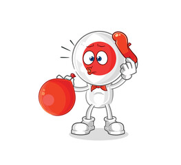 japan pantomime blowing balloon. cartoon mascot vector