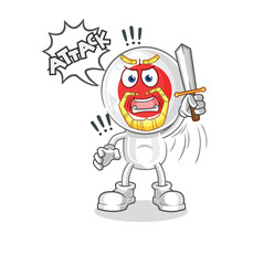 Obraz premium japan knights attack with sword. cartoon mascot vector