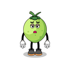 coconut cartoon with fatigue gesture