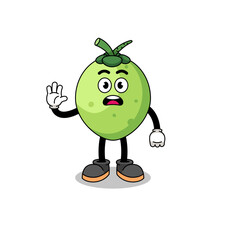 coconut cartoon illustration doing stop hand